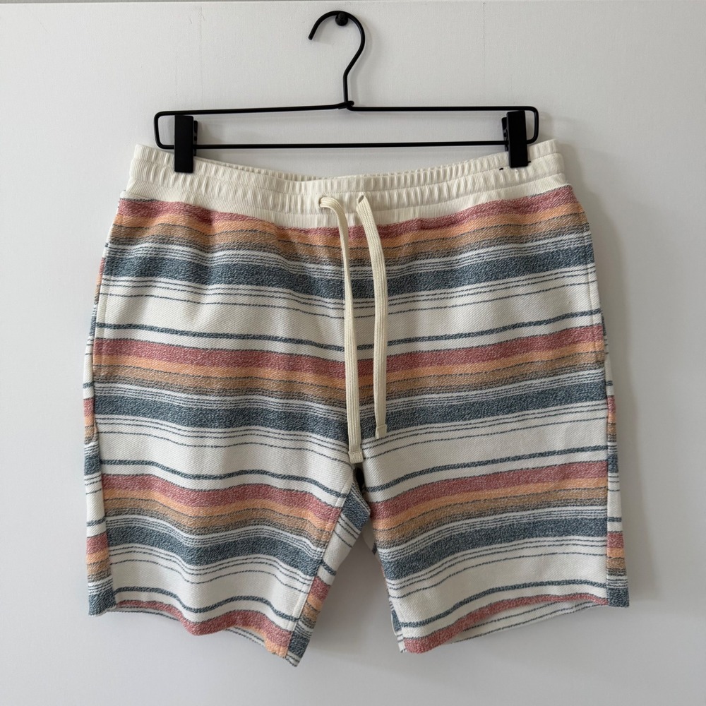 ONeill Mens Sunset Stripe Knit Lounge Shorts Standard Fit Cream Orange Blue M